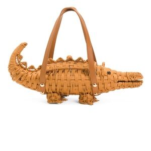 NWT Alessia Bianchi woven Crocodile Clutch novelty statement bag